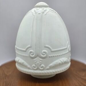 Vianne France White Satin Mouth Blown Glass Lamp Shade Embossed Neoclassical